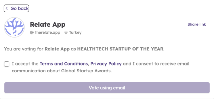 Relate Global Startup Awards Finalist